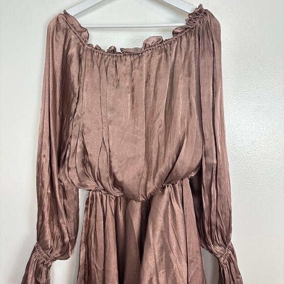 HOUSE OF CB Chaya Off Shoulder Dress in Hazelnut Size Small - Picture 11 of 16